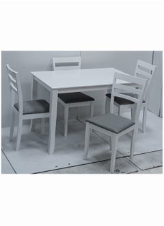 SILA MODERN DESIGN 4 SEATER WOODEN DINING SET WITH CHAIRS WHITE  - Image 2