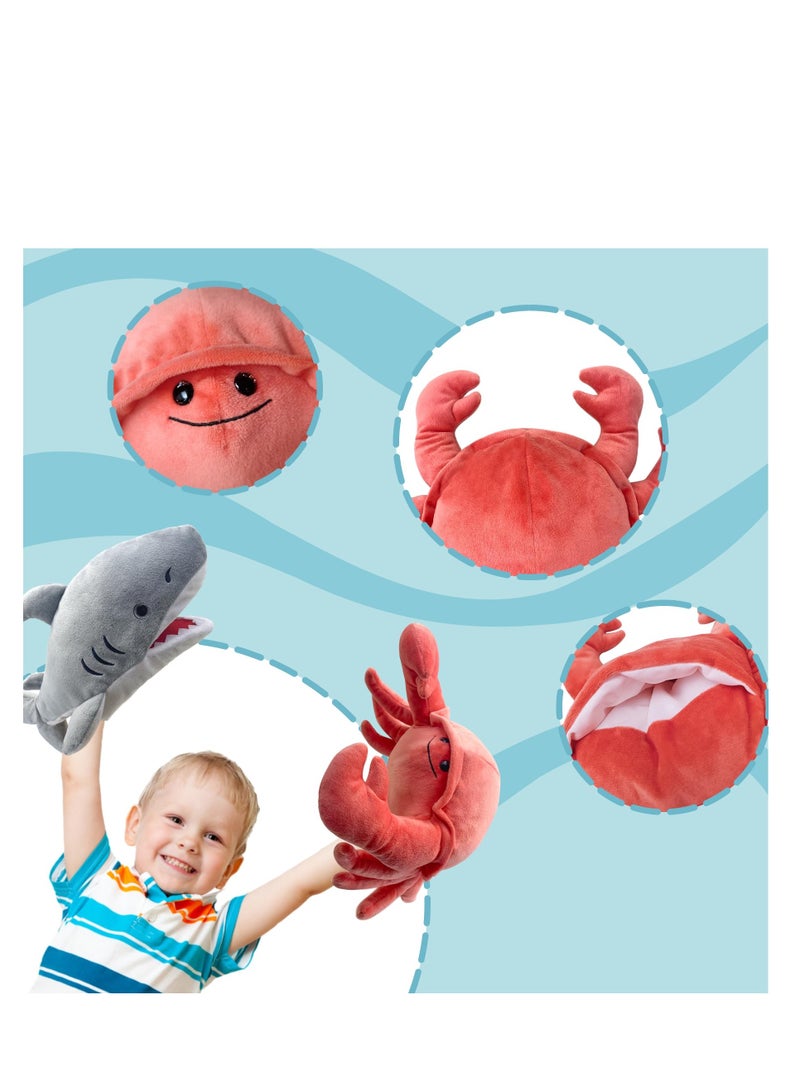 SYOSI Hand Puppet Crab Puppet, 13" Crab Puppet, Animal Puppets for Kids Realistic Plush Puppet Stuffed Crab Toys, Crab Hand Puppet with Moveable Mouth Puppet Role Play Teaching, Gift for Kids Boys Girls - Image 3