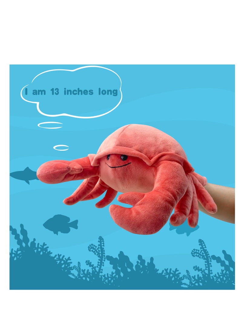 SYOSI Hand Puppet Crab Puppet, 13" Crab Puppet, Animal Puppets for Kids Realistic Plush Puppet Stuffed Crab Toys, Crab Hand Puppet with Moveable Mouth Puppet Role Play Teaching, Gift for Kids Boys Girls - Image 4