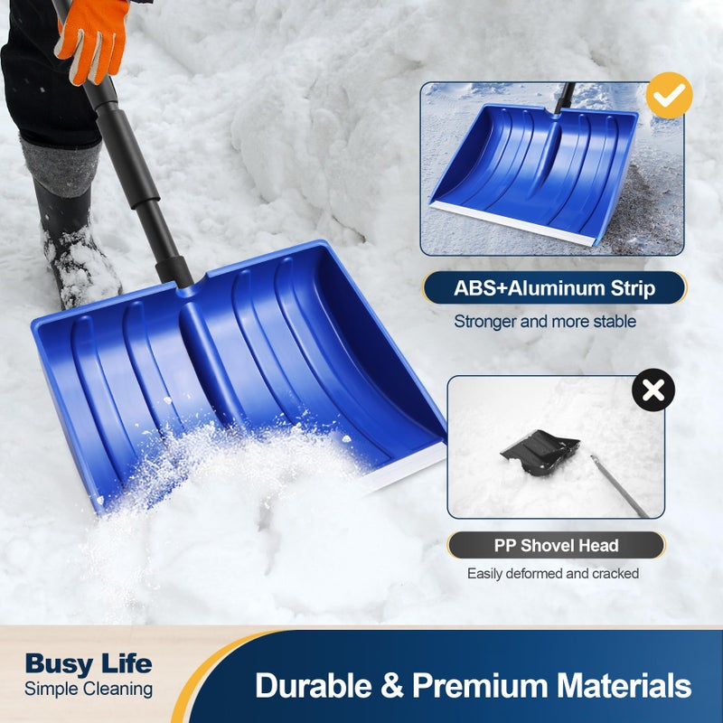 Yocada Snow Shovel for Driveway Home Garage Snow Removal with D-Grip Handle Aluminum Strip 55 inch Long Large Capacity Shovel for Garden Car Camping Outdoor - Image 5