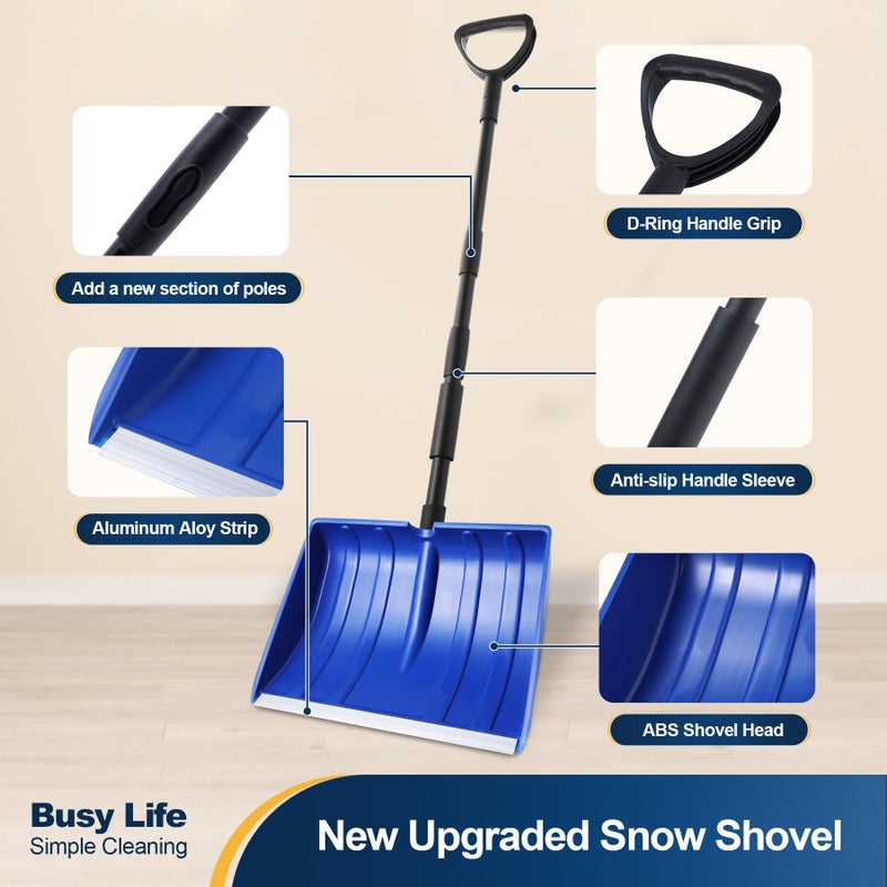 Yocada Snow Shovel for Driveway Home Garage Snow Removal with D-Grip Handle Aluminum Strip 55 inch Long Large Capacity Shovel for Garden Car Camping Outdoor - Image 3