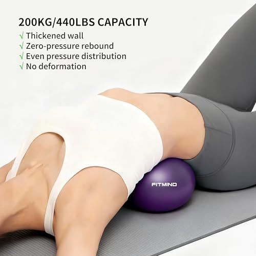 FITMIND_Pilates Ball 10 Inch Anti-Burst Slip Resistant Mini Yoga Ball for Fitness, Core Training, Physical Therapy, Balance, Stability, Stretching 200kg 440lbs Capacity - Purple - Image 3