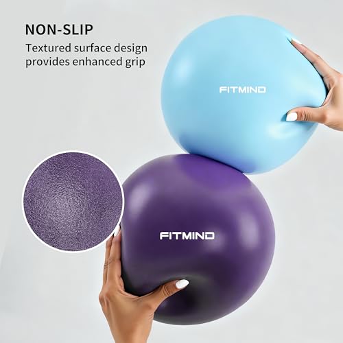 FITMIND_Pilates Ball 10 Inch Anti-Burst Slip Resistant Mini Yoga Ball for Fitness, Core Training, Physical Therapy, Balance, Stability, Stretching 200kg 440lbs Capacity - Purple - Image 4