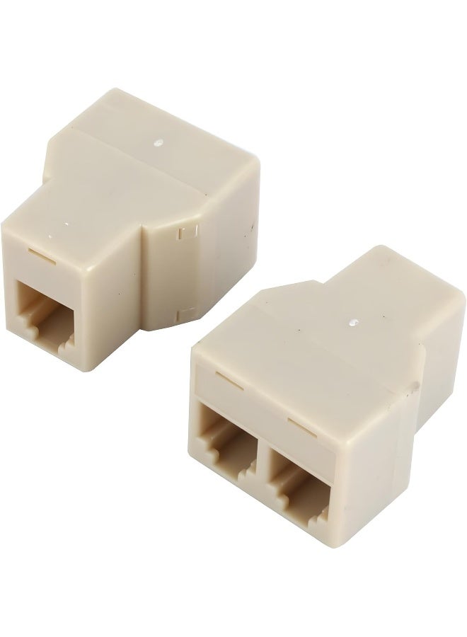 melfi 2Pcs Rj45 Ethernet Coupler And Y-Way Splitter Female To Female Cat6 Lan Cable Joiner 1 To 2 Port Network Adapter For Pc Router Patch Panels Cable Extension And Telephone Systems - Image 1