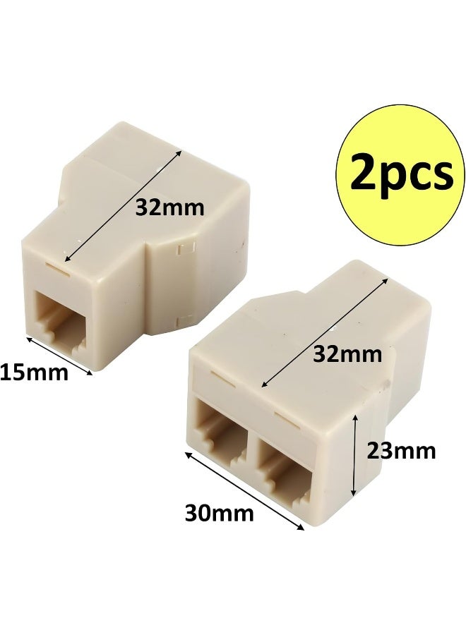melfi 2Pcs Rj45 Ethernet Coupler And Y-Way Splitter Female To Female Cat6 Lan Cable Joiner 1 To 2 Port Network Adapter For Pc Router Patch Panels Cable Extension And Telephone Systems - Image 2