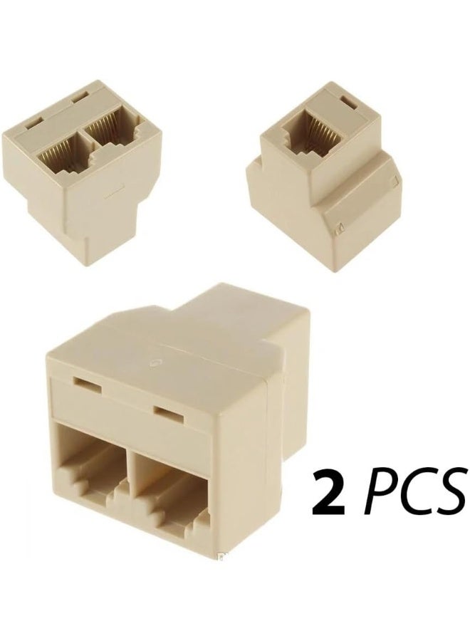 melfi 2Pcs Rj45 Ethernet Coupler And Y-Way Splitter Female To Female Cat6 Lan Cable Joiner 1 To 2 Port Network Adapter For Pc Router Patch Panels Cable Extension And Telephone Systems - Image 3
