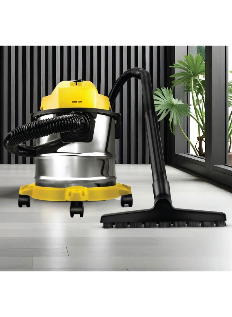 GREEN LION 3-in-1 vacuum cleaner, 12-liter capacity, 1000W power, with blower and wet/dry cleaning function / 15 kPa suction power / swivel wheels / cloth dust bag / 3-meter cord / multiple nozzles / 1.5-meter hose - Image 1