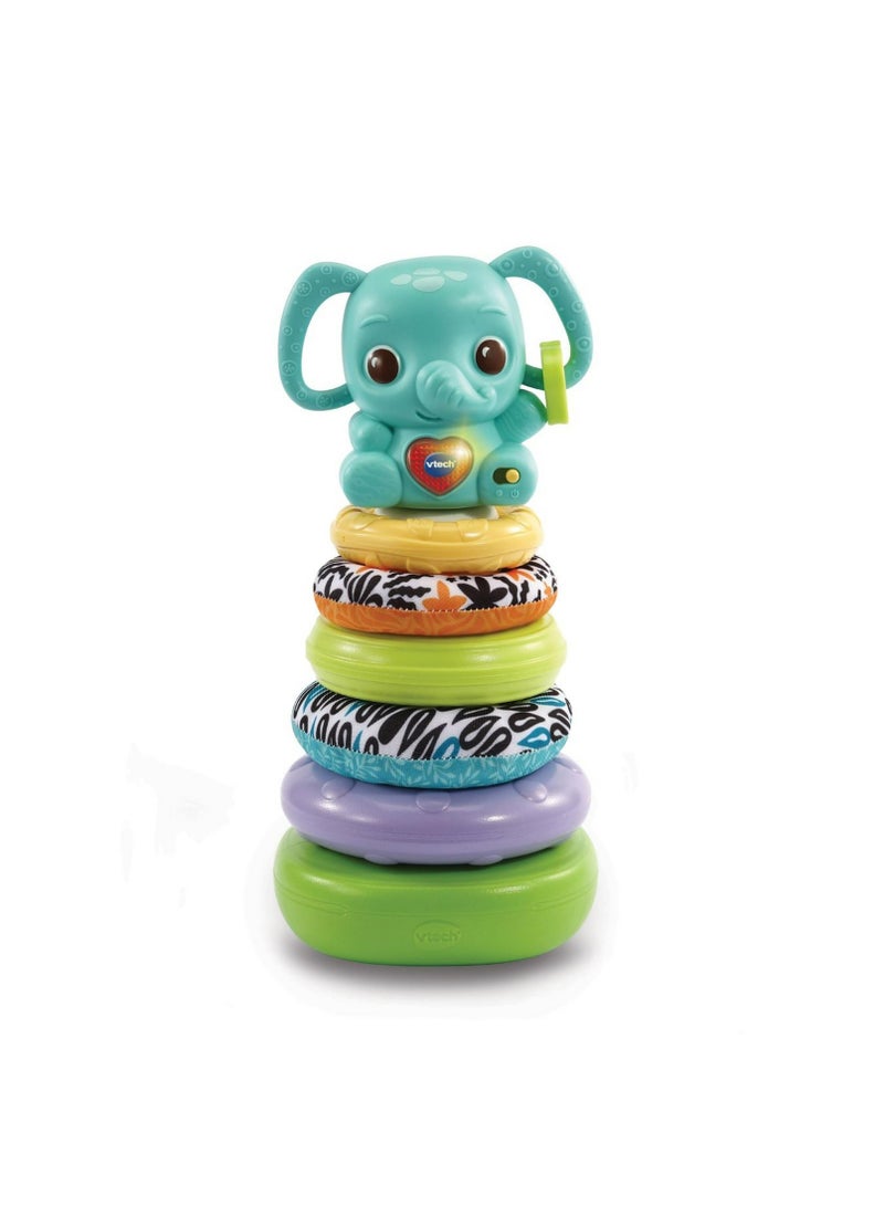 VTech - Stack, Rattle & Link Elephant  | Interactive & Developmental Toy with Sounds and Music | For Boys & Girls, Suitable for Ages 3 Months+ - Image 1