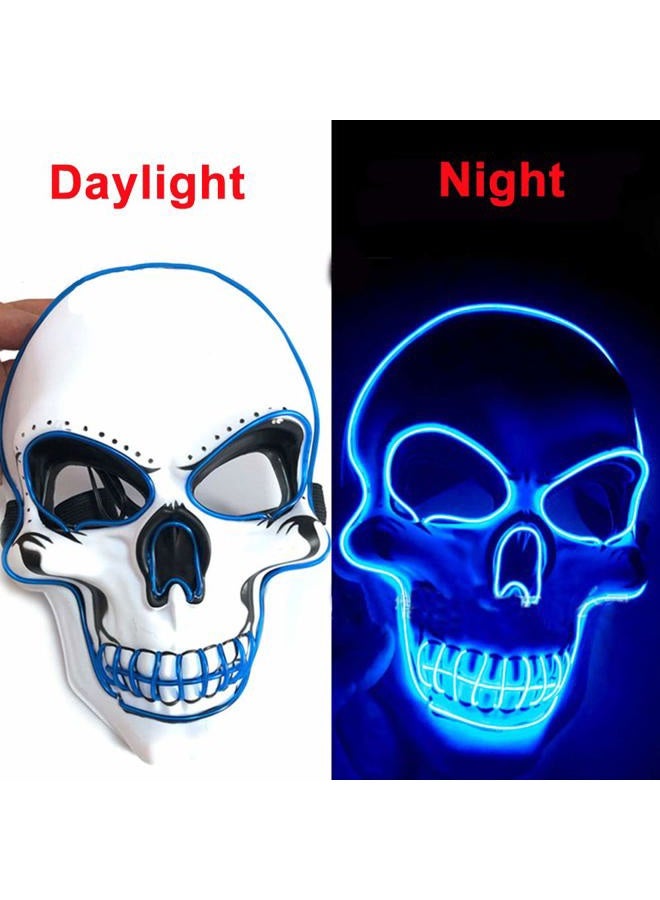 OceanWings (Led Mask Blue) - Halloween Mask LED Light up Mask Costumes Mask Blue LED Glow Scary Mask with 3 Flash Modes for Halloween Glow in the Dark Party Supplies Party Favour - Image 2