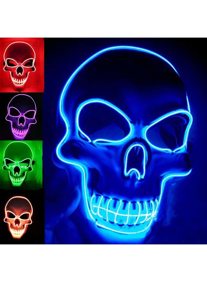 OceanWings (Led Mask Blue) - Halloween Mask LED Light up Mask Costumes Mask Blue LED Glow Scary Mask with 3 Flash Modes for Halloween Glow in the Dark Party Supplies Party Favour - Image 1