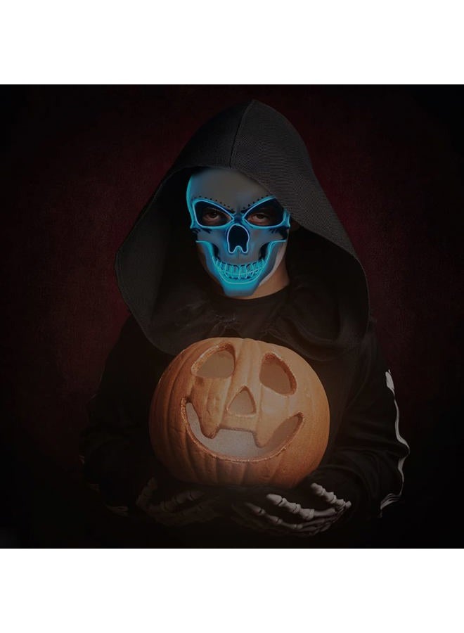 OceanWings (Led Mask Blue) - Halloween Mask LED Light up Mask Costumes Mask Blue LED Glow Scary Mask with 3 Flash Modes for Halloween Glow in the Dark Party Supplies Party Favour - Image 4