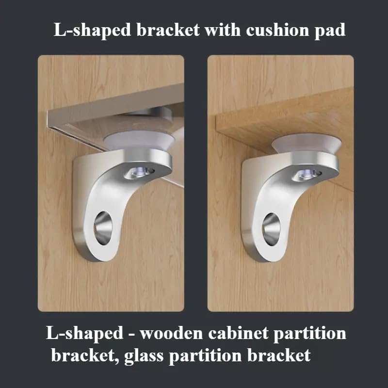 SAMEILI SS Edge Clamp L Shape Right Angle Glass Panel Shelf Clamp Holder Stainless Steel Shelf Button Bracket Support with Suction Cup (40) - Image 2