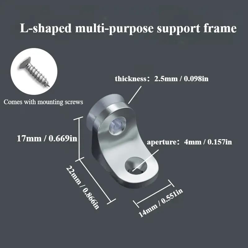 SAMEILI SS Edge Clamp L Shape Right Angle Glass Panel Shelf Clamp Holder Stainless Steel Shelf Button Bracket Support with Suction Cup (40) - Image 1