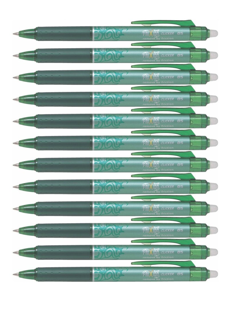 PILOT 12-Piece Frixion Clicker Erasable Ball Pen 0.5mm Tip Green Ink  - Image 1