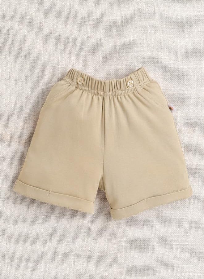 BUMZEE Baby Boys Cotton Bodysuit & Short Set With Bow Suspender & Cap Navy & Beige - 3-6 Months - Image 4
