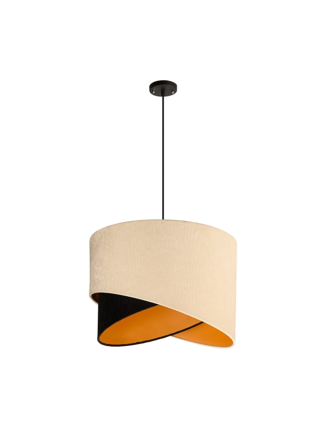 الروضة للإضاءة قلادة شبوا، قماش فريد عالي الجودة، ذو شكل مميز | حديث ديكور LED E27 معلقة مصباح سقف اضاءة داخلية مصباح معلق دلاية سقف مودرن | مناسبة لأي غرفة | | اللون: بيج × اسود | المقاس: 60x45x45 سم - Image 1