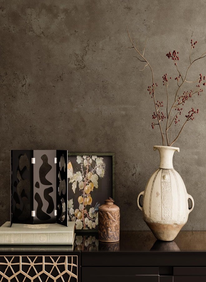 VaryPaper Metallic Brown Concrete Peel and Stick Wallpaper Textured 15.7''x315'' Industrial Cement Wallpaper Waterproof Self Adhesive Vinyl Wall Paper Removable Concrete Contact Paper for Walls - Image 1