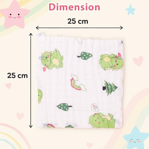 Koochie-Koo Soft Muslin Cloth for New Born Baby 500 GSM 25x25 cm, Pack of 5 Gentle Baby Towels Newborn Premium Bath Towels for Delicate Skin Gift for New Parents Fabric - Image 2