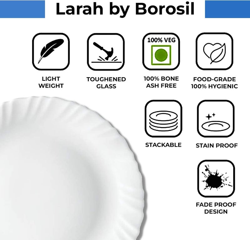LARAH BY BOROSIL Borosil Gourmet Dinnerware Set For 6 19 Pieces White Dinner Plates and Bowls Sets Chip Resistant Tempered Opal Glass Stain Resistant Dishwasher  Microwave Safe Dinner Set For Gifting Serves 6 - Image 5