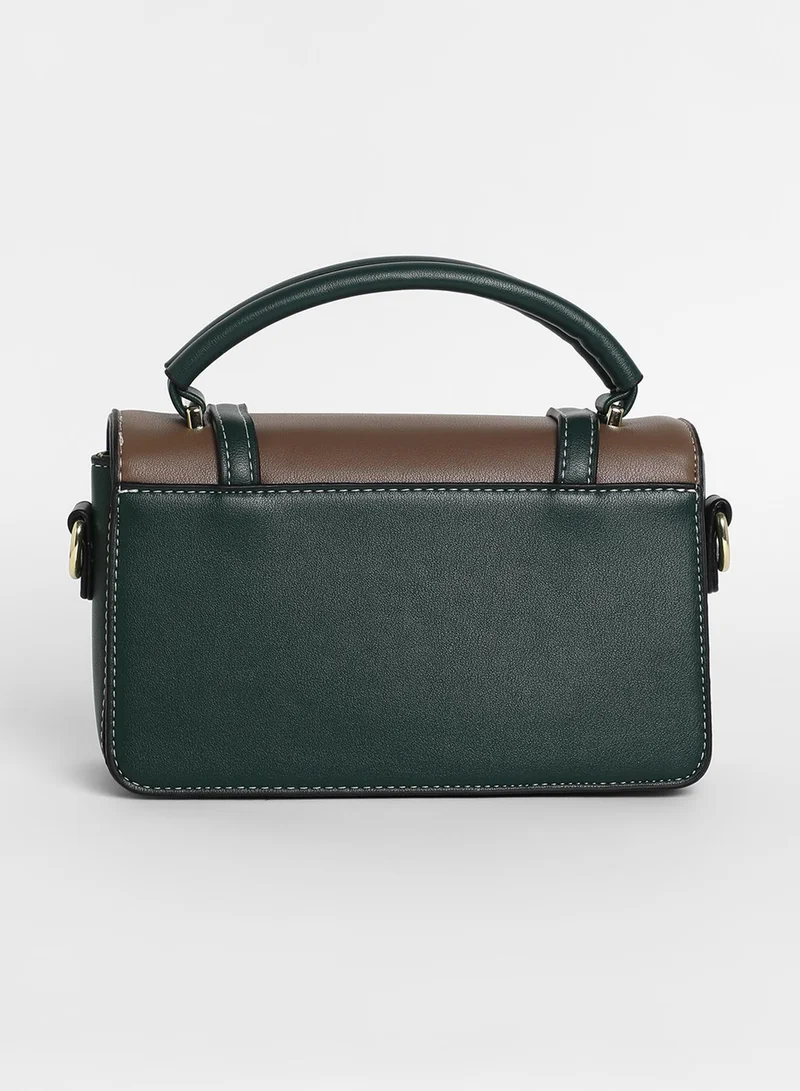 Haute Sauce The Linea Hand Bag - Forest Green & Mocha Brown