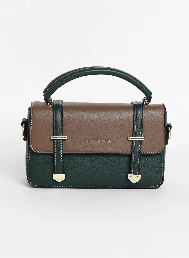 Haute Sauce The Linea Hand Bag - Forest Green & Mocha Brown