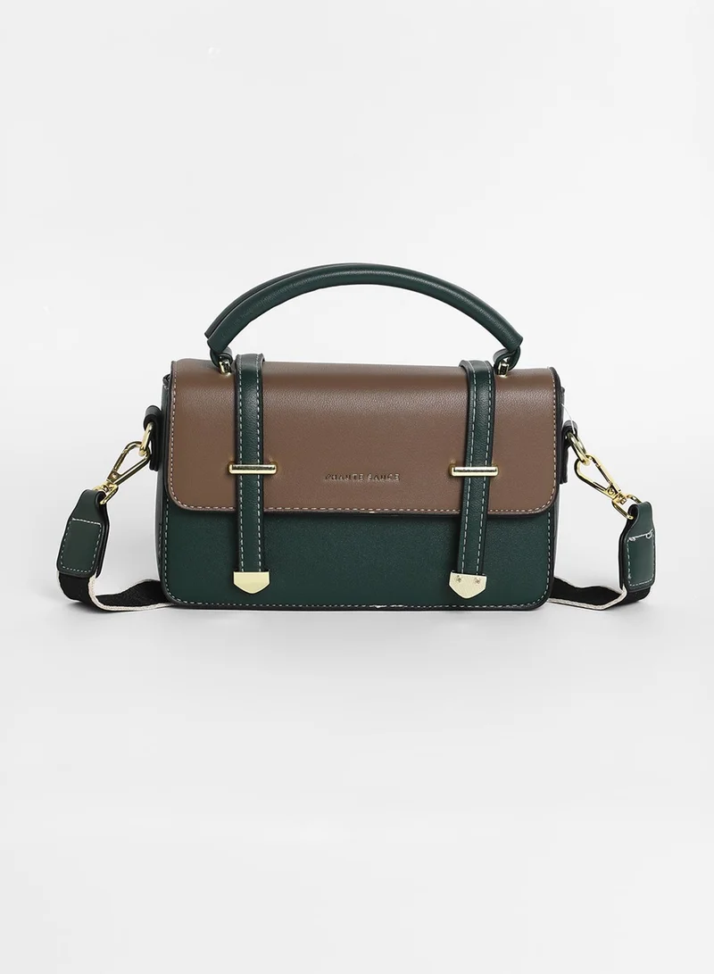 Haute Sauce The Linea Hand Bag - Forest Green & Mocha Brown