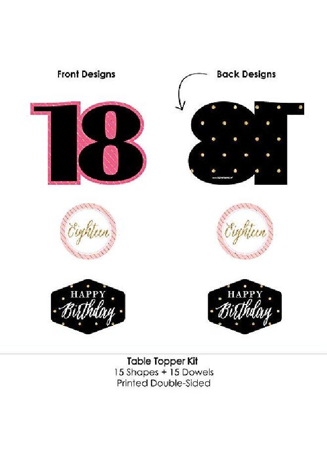 Big Dot of Happiness Chic 18Th Birthday Pink Black And Gold Birthday Party Centerpiece Sticks Table Toppers Set Of 15  - Image 4