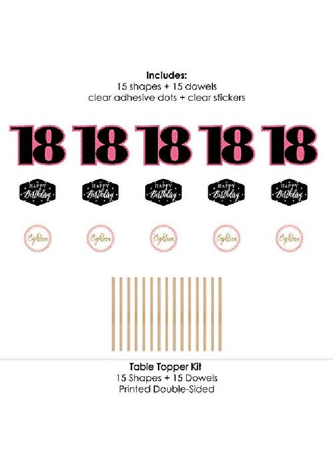 Big Dot of Happiness Chic 18Th Birthday Pink Black And Gold Birthday Party Centerpiece Sticks Table Toppers Set Of 15  - Image 5