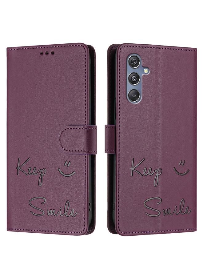 اس-توب جراب لهاتف Samsung Galaxy M34 5G / F34 5G جراب هاتف جلدي بنقش ابتسامة بتقنية RFID - Image 3