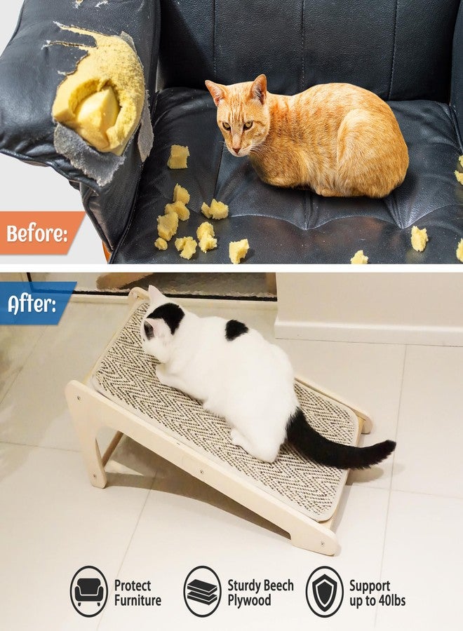 PETKARAY Cat Scratcher, Sisal Scratching Ramp, L Shape Cat Scratch Pad for Indoor Cats, Wall Furniture Protector Large Size - Image 4