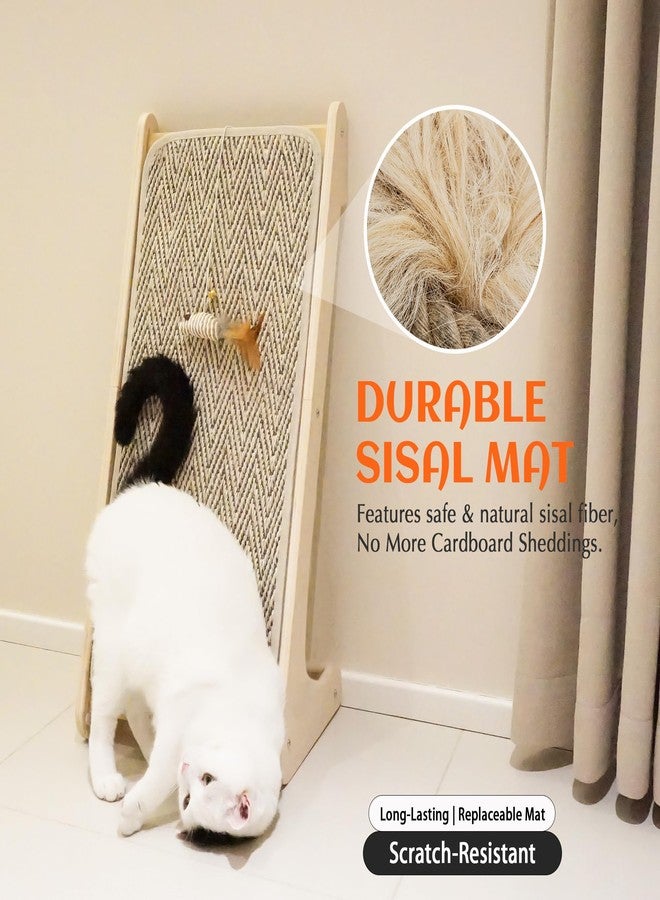 PETKARAY Cat Scratcher, Sisal Scratching Ramp, L Shape Cat Scratch Pad for Indoor Cats, Wall Furniture Protector Large Size - Image 5