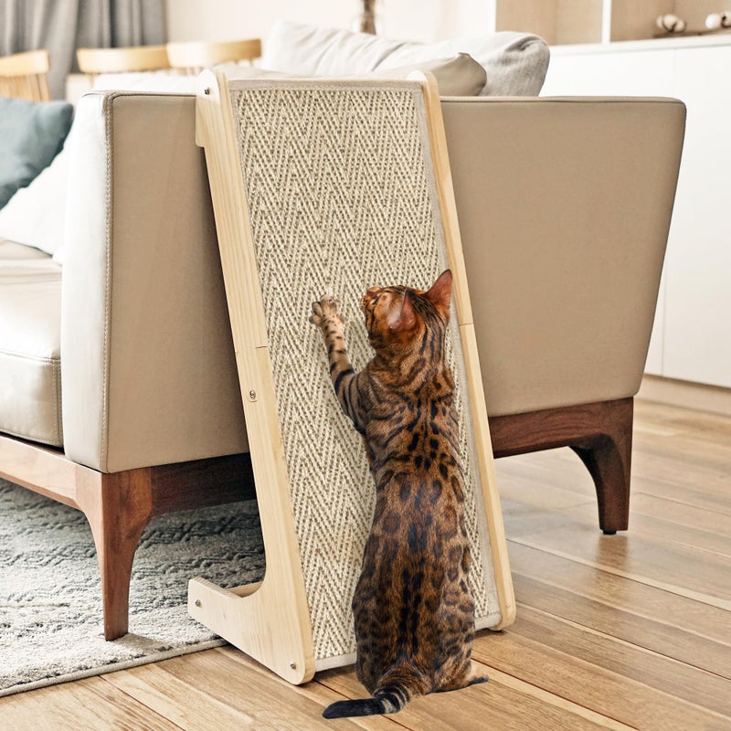 PETKARAY Cat Scratcher, Sisal Scratching Ramp, L Shape Cat Scratch Pad for Indoor Cats, Wall Furniture Protector Large Size - Image 1