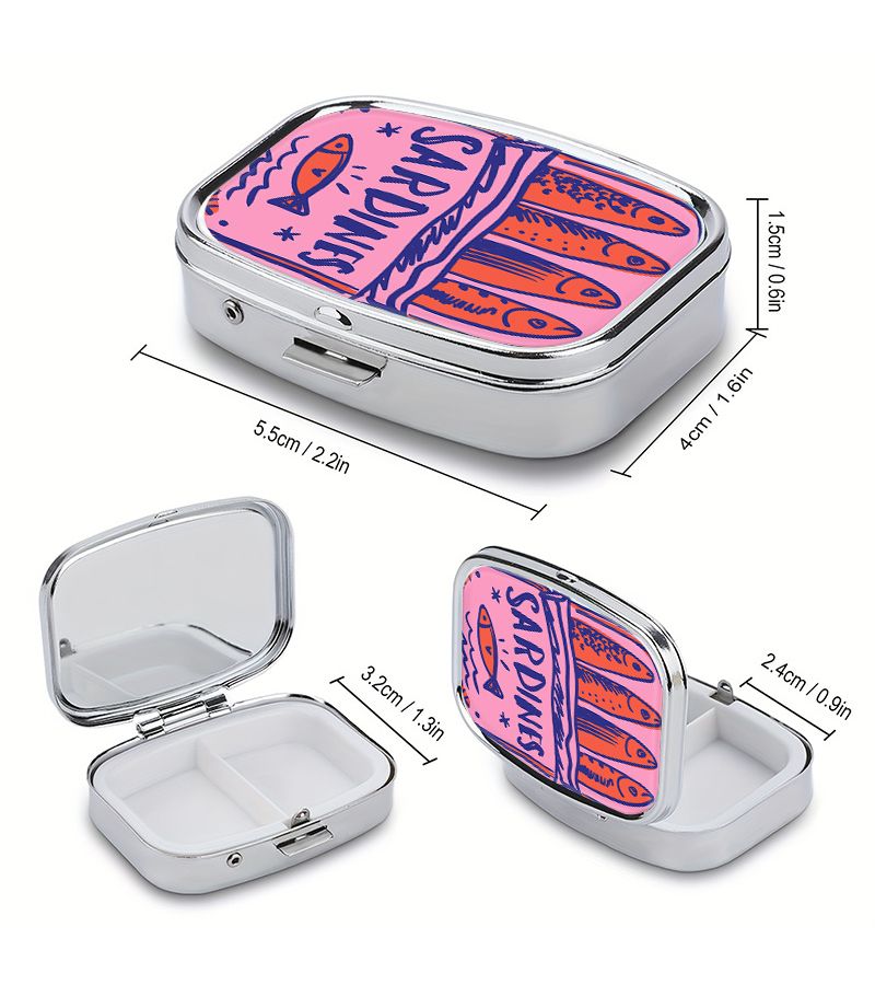 علبة صغيرة قديمة طراز "2 Compartment" للحبوب قابلة للحمل والتخزين للسفر الوحيد - Image 3