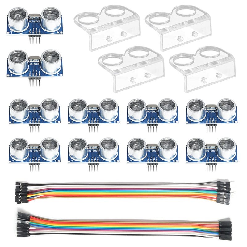 DORHEA 10Pcs Ultrasonic Sensor Blocks Module Kit HC-SR04 Distance Sensor Module with 4pcs Mounting Bracket Compatible with Mega R3 Duemilanove Nano Rapsberry Pi 3 Robot - Image 1