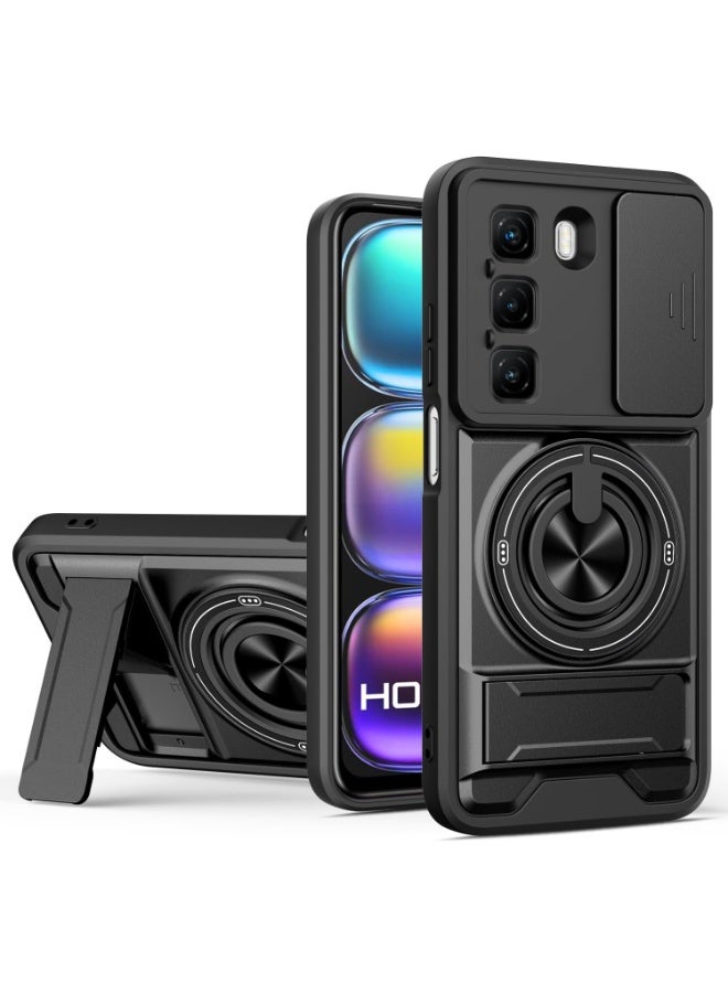 Cover Compatible with Infinix Hot 50 5G Car Magnetic Mount Camera Sliding Window Anti-Drop 2 in 1【PC+TPU】 Ring Holder Kickstand Case - Image 1