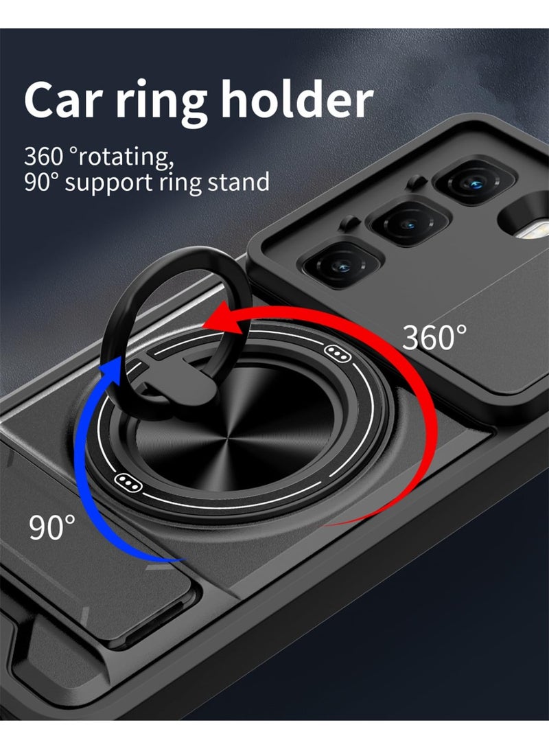 Cover Compatible with Infinix Hot 50 5G Car Magnetic Mount Camera Sliding Window Anti-Drop 2 in 1【PC+TPU】 Ring Holder Kickstand Case - Image 5