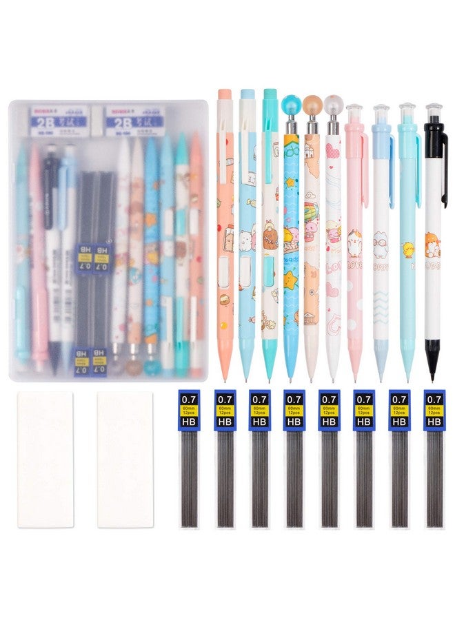 Kolewo4ever 21Pcs Mechanical Pencil Set, 10 0.7Mm Black Pencils With 8 Refills, 2 Erasers, 1 Clear Plastic Box - Image 1
