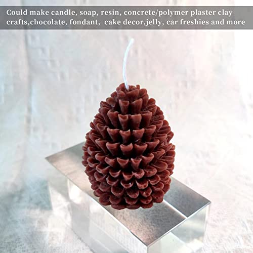 japleed 2Pcs 3D Pine Cone Candle Molds - Silicone Resin Candle & Soap Mold for Epoxy Resin Concrete DIY Gift Ornament & Autumn Table Decor - Image 4