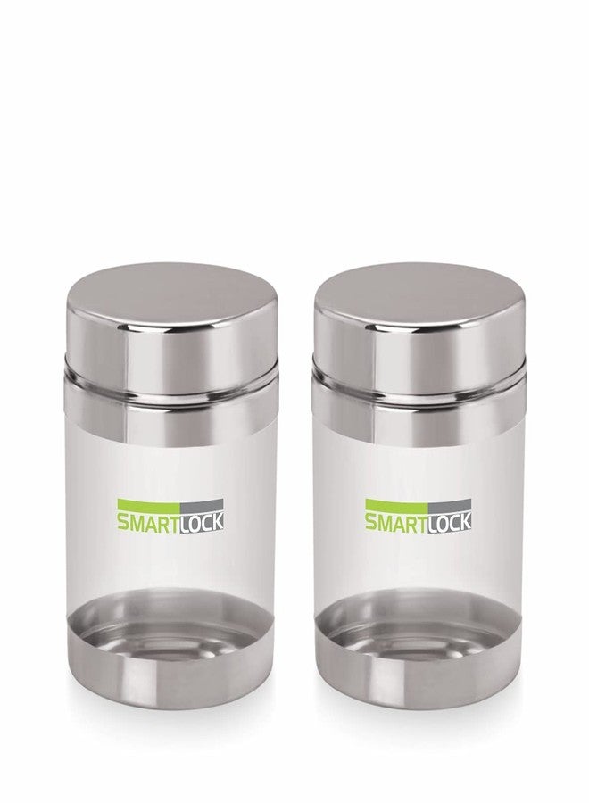 SMARTLOCK Maple Stainless Steel Transparent See Through Container, Set of 2 (470 ml Each) - Image 1