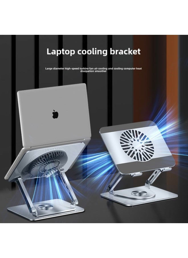 Generic - 360-degree Rotatable Carbon Steel Laptop Folding Bracket Flat Desktop Lifting Fan Heat Dissipation-Color:L121 Folding-With RGB Fan-silver - Image 1