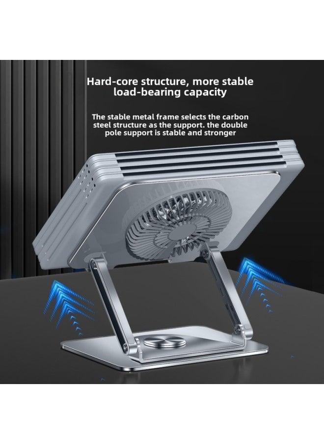 Generic - 360-degree Rotatable Carbon Steel Laptop Folding Bracket Flat Desktop Lifting Fan Heat Dissipation-Color:L121 Folding-With RGB Fan-silver - Image 1