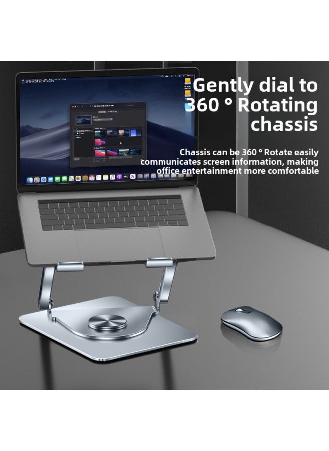 Generic - 360-degree Rotatable Carbon Steel Laptop Folding Bracket Flat Desktop Lifting Fan Heat Dissipation-Color:L121 Folding-With RGB Fan-silver - Image 1