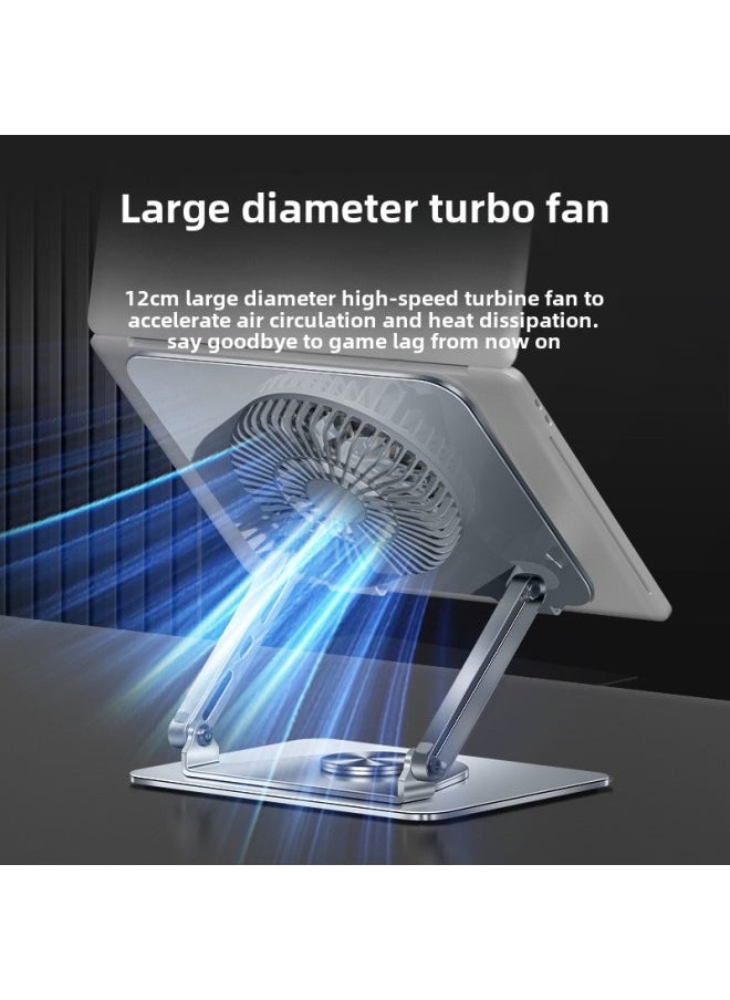 Generic - 360-degree Rotatable Carbon Steel Laptop Folding Bracket Flat Desktop Lifting Fan Heat Dissipation-Color:L121 Folding-With RGB Fan-silver - Image 1