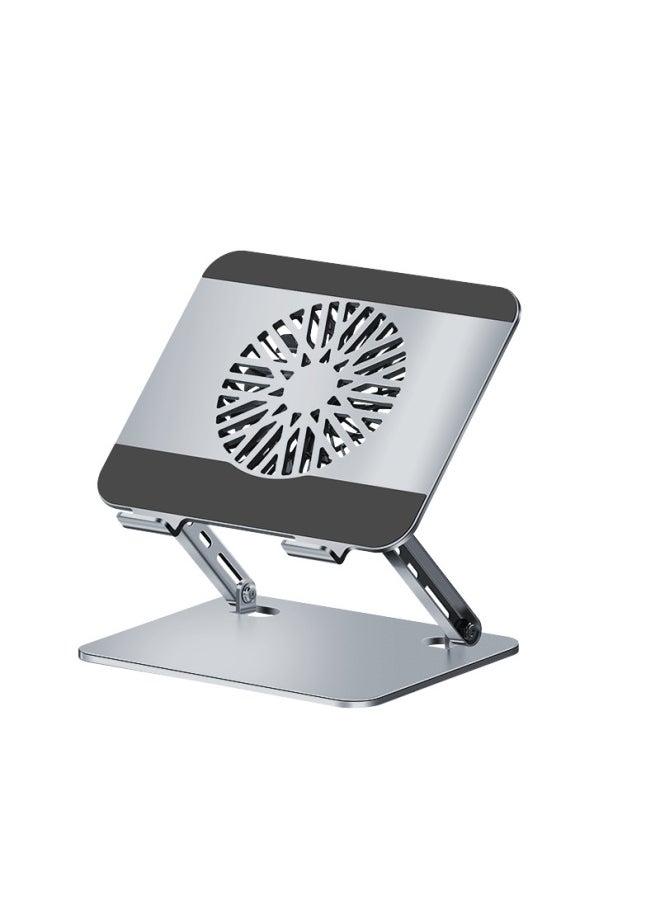 Generic - 360-degree Rotatable Carbon Steel Laptop Folding Bracket Flat Desktop Lifting Fan Heat Dissipation-Color:L121 Folding-With RGB Fan-silver - Image 1