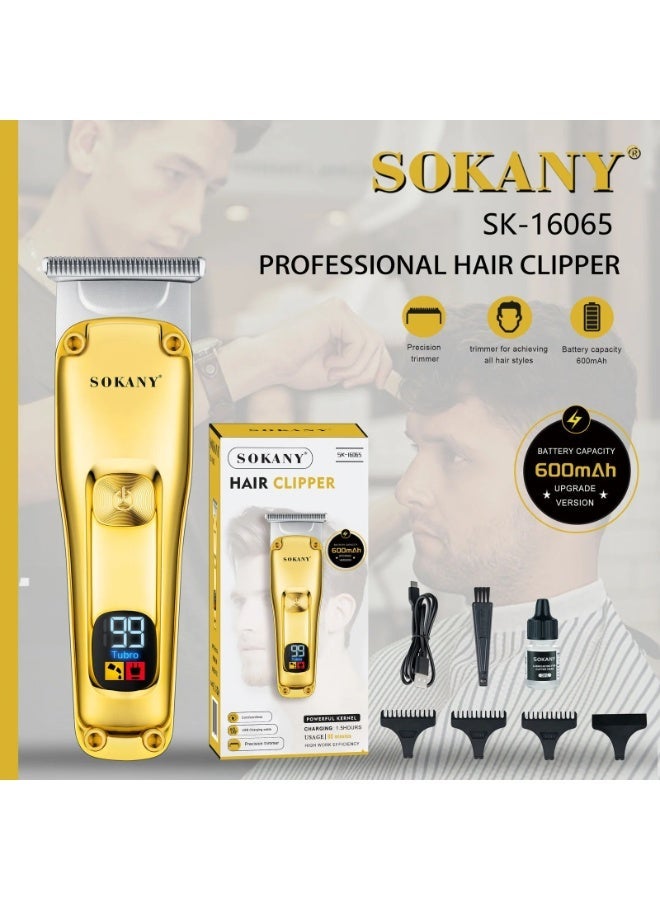 Sokany SK-16065 Professional Cordless Shaver with LED Display, Stainless Steel Blades, USB Charging Cable, - Image 1