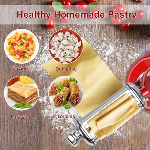 ZACME Pasta Roller for Kitchenaid Stand Mixer, Stainless Steel pasta roller kitchenaid attachment with 8 Adjustable Thickness Knob, Dough Pasta Roller kitchenaid pasta roller attachment for Raviolis Pasta - Image 3