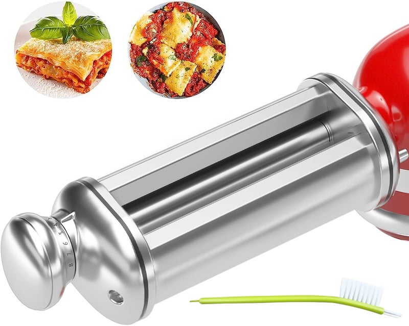 ZACME Pasta Roller for Kitchenaid Stand Mixer, Stainless Steel pasta roller kitchenaid attachment with 8 Adjustable Thickness Knob, Dough Pasta Roller kitchenaid pasta roller attachment for Raviolis Pasta - Image 1