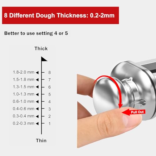 ZACME Pasta Roller for Kitchenaid Stand Mixer, Stainless Steel pasta roller kitchenaid attachment with 8 Adjustable Thickness Knob, Dough Pasta Roller kitchenaid pasta roller attachment for Raviolis Pasta - Image 4