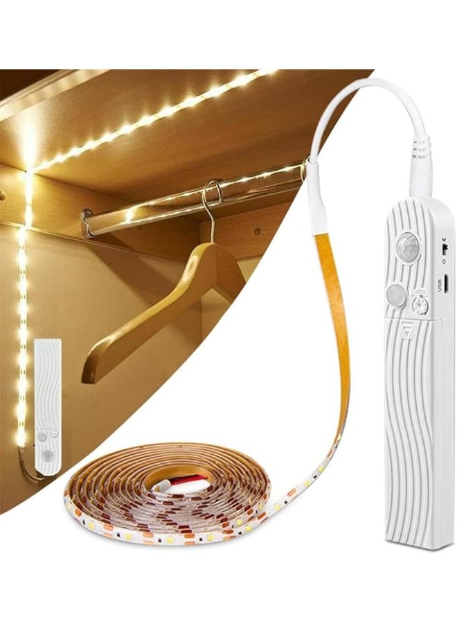 DUNISO LED Strip Lights，LED Under Cabinet Lighting Motion Sensor, Four Modes Bed Stairs Wardrobe Lamp Tape,Flexible and Resistant to Bending，Waterproof, for Bedroom Cabinet, Hallway, Bathroom , 2m,Warm White - Image 1