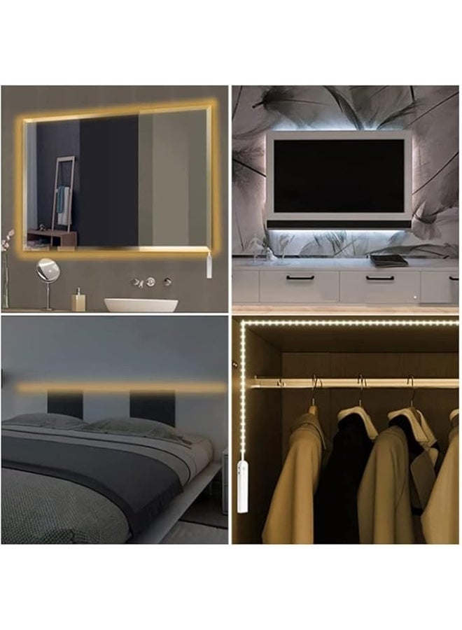DUNISO LED Strip Lights，LED Under Cabinet Lighting Motion Sensor, Four Modes Bed Stairs Wardrobe Lamp Tape,Flexible and Resistant to Bending，Waterproof, for Bedroom Cabinet, Hallway, Bathroom , 2m,Warm White - Image 5